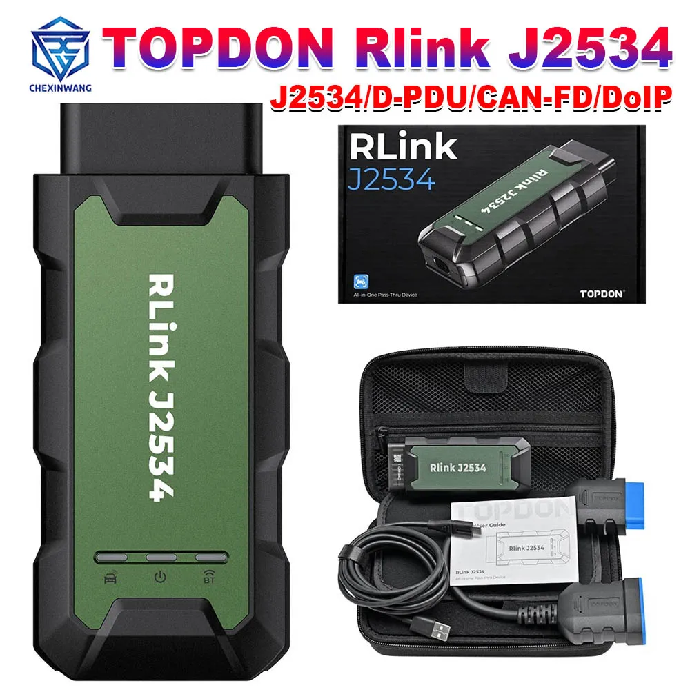 TOPDON Rlink J2534 Programmer J2534 D-PDU CAN-FD DoIP ECU Programming Diagnostic Tool Compatible With 13+ Major Brands Software