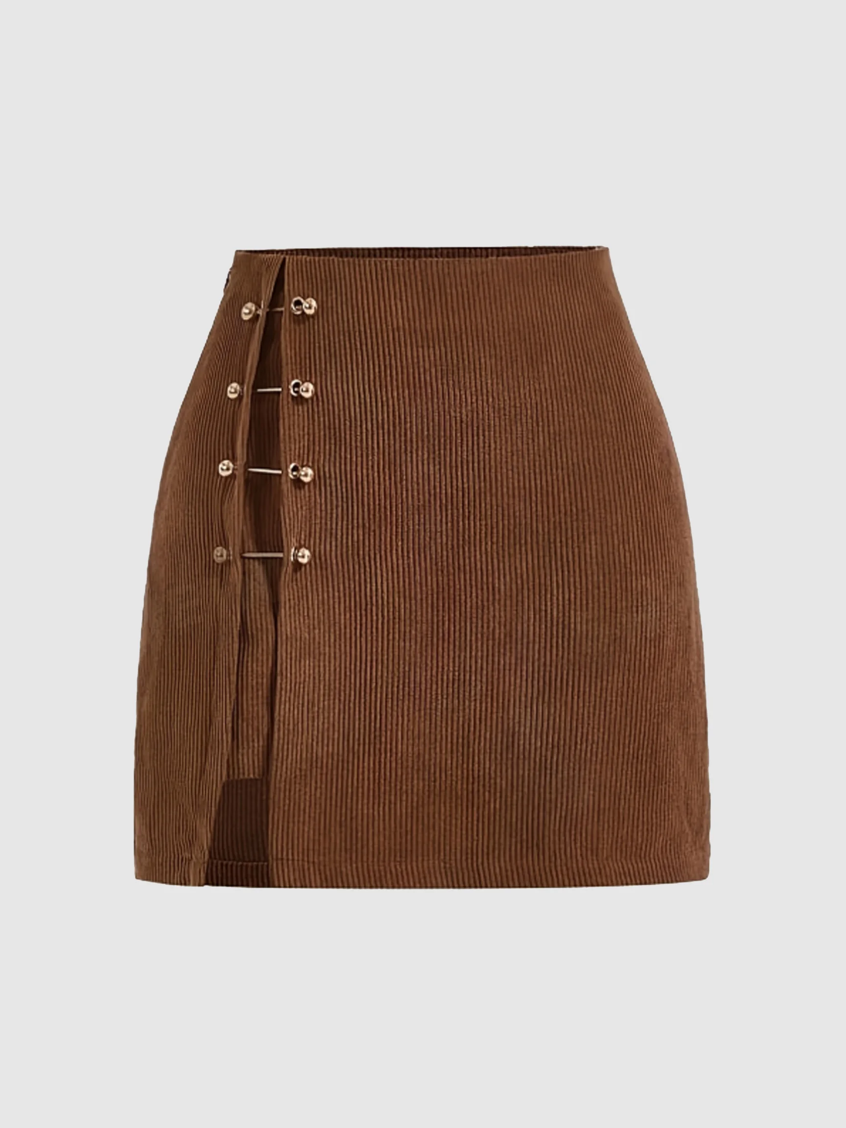 

Women's Metal Embellished Asymmetric Hem Midi Skirt, Zipper Closure Slimming Elegant Versatile Casual Daily Commute Outfit