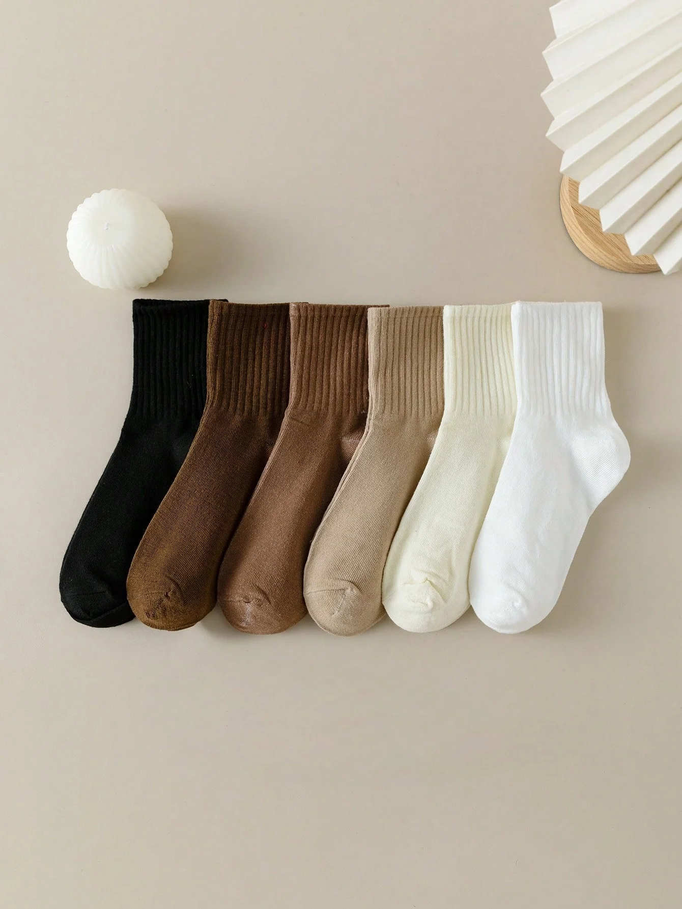 Zestaw 6 par skarpet - podkolanówki z wywiniętym brzegiem, prążkowane, wielokolorowe, miękkie, elastyczne, do codziennego noszenia dla kobiet i mężczyzn