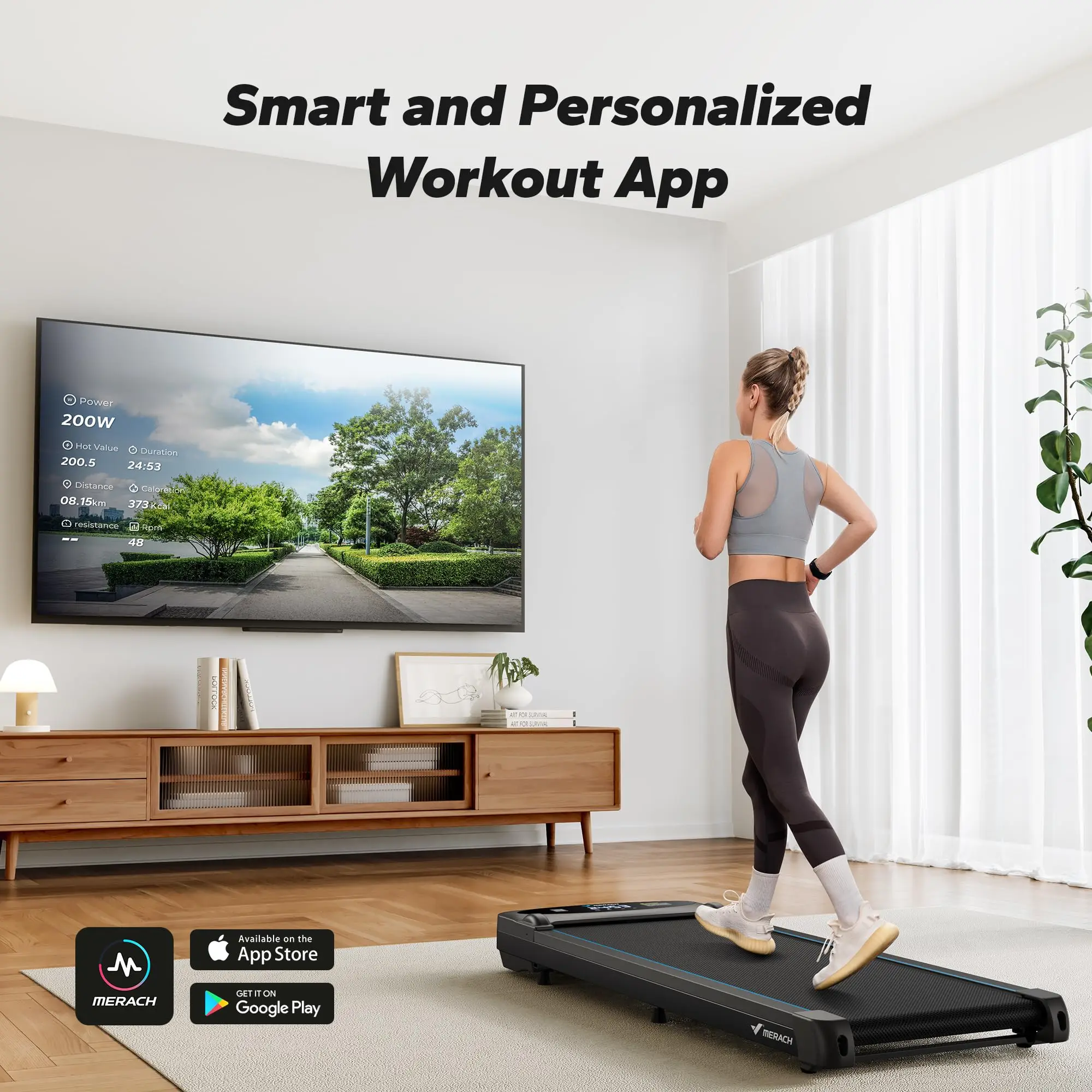 MERACH Walking Pad Treadmill Under Desk 3in1 Home Gym Capacity 2.75HP Portable Magnetic Remote Control LED Display Non-Assembly