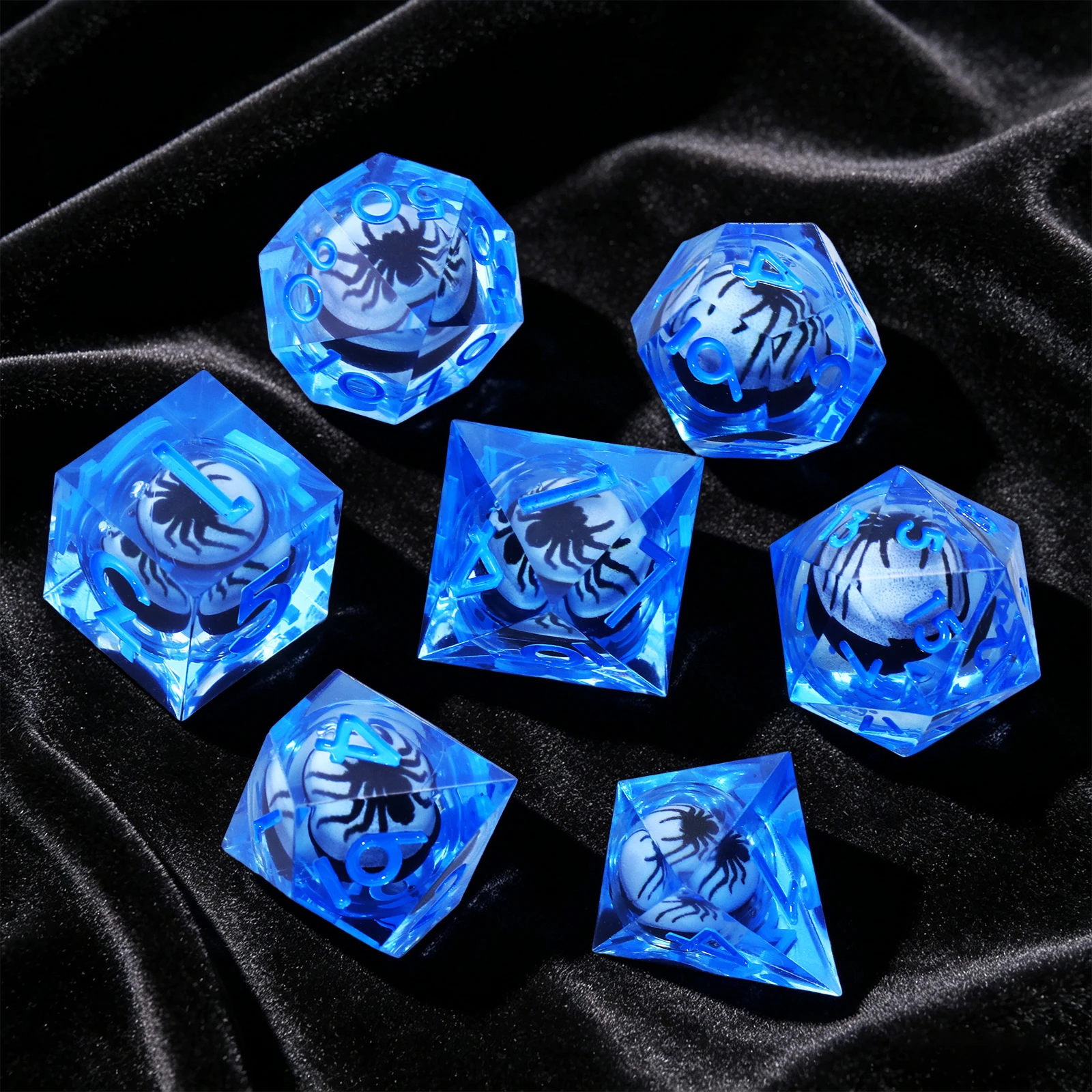 

7PCS DND Dice Set, Sharp Edge Resin Dice Cool Spider Polyhedral Dice for Dungeons and Dragons, Tabletop RPGs TTRPG Gifts