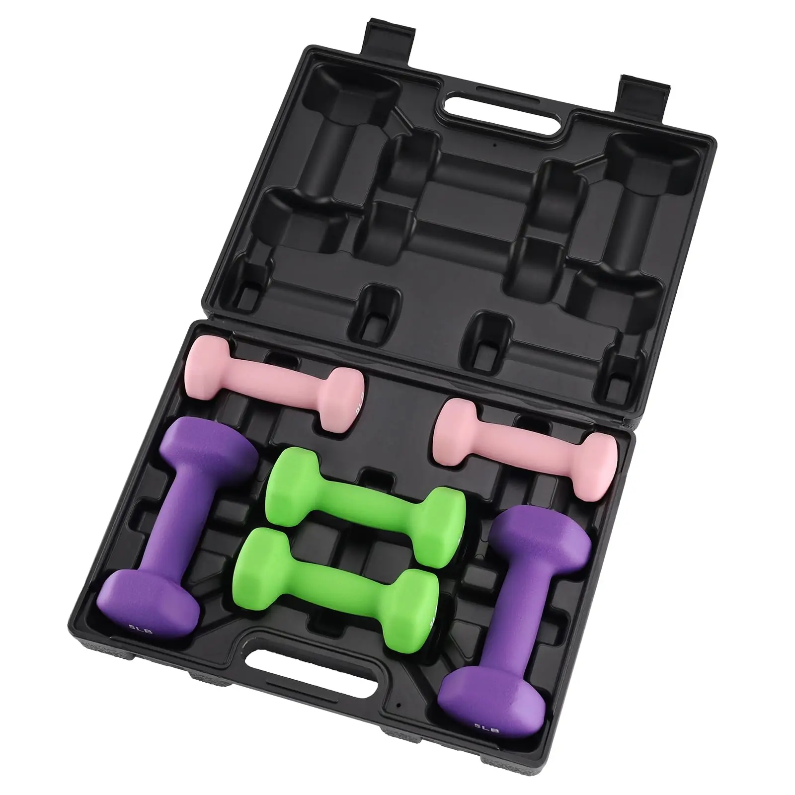 Set di manubri in neoprene, pesi portatili per l’allenamento in casa e per il potenziamento della forza – impugnatura antiscivolo, nucleo in ghisa – include custodia – una coppia di manubri da 2, 3 e