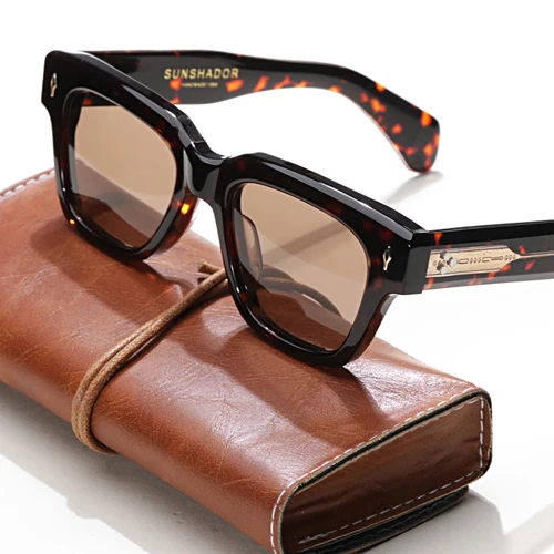 Imagen 1 del producto Gafas de sol de acetato grueso para hombre y mujer, lentes originales de marca de lujo, hechas a mano, diseñador de alta calidad, protección UV para exteriores