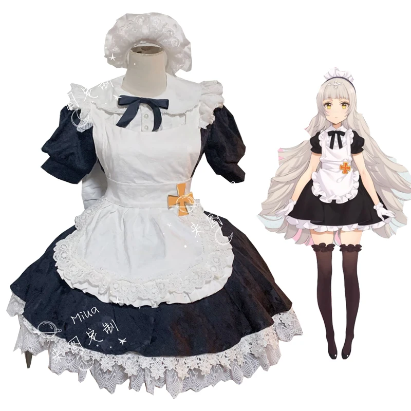 Custom Made Azur Lane Z46 Viese Cosplay Costume Sexy Maid Dress Apron Uniform Women Anime Outfits Halloween Suits Tailor Clothes