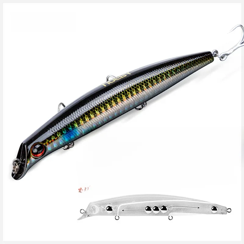 NOEBY Sasuke Minnow Angelköder, 12 cm, 16 g, 15 cm, 24 g, schwimmende, lippenlose Wobbler, künstlicher harter Köder für Barsch, Hecht, Angelköder