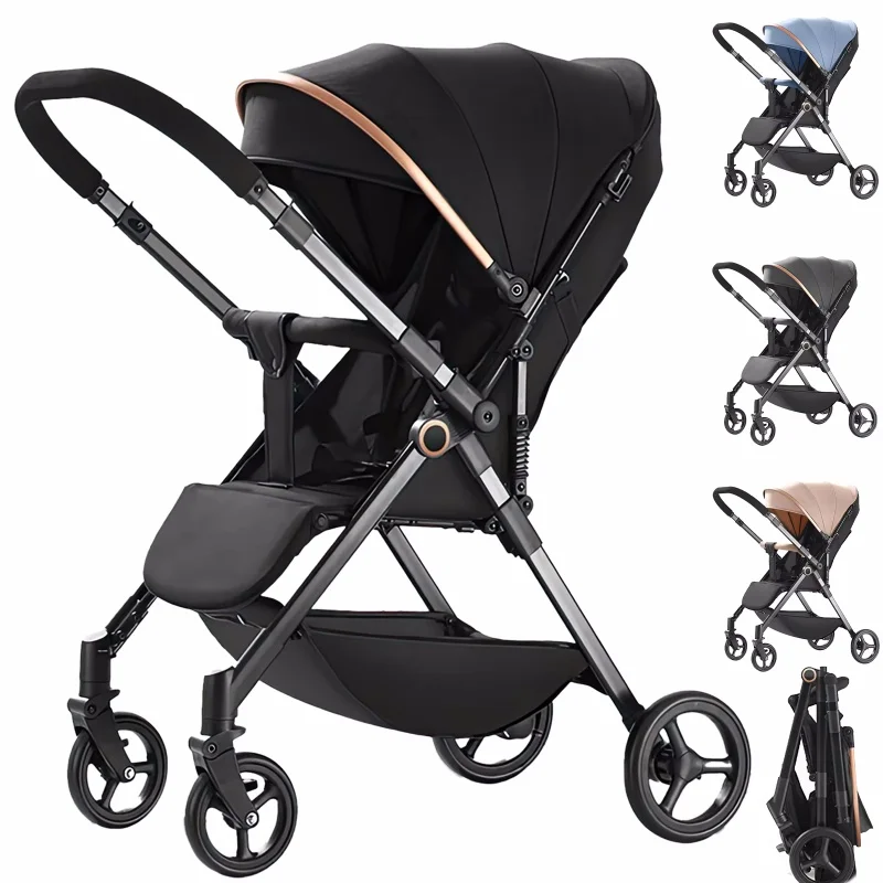 Folk Baby Stroller Luxurious Portable Baby Carriage Fold Pram High Landscape Shock Absorption Newborn Infant Stroller