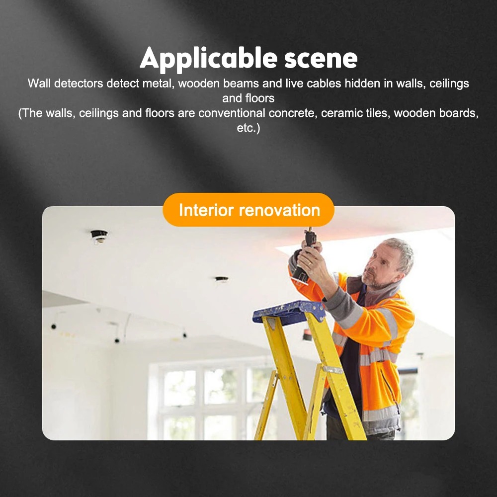 5 in 1 Metal Detector Wall Scanner with Newly Designed Positioning Hole for AC Live Cable Wires Depth Metal Wood Stud Find Wall