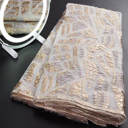 2024 Demask African Gilding Lace Fabric High Quality Gold Tulle Brocade Lace Nigerian Organza Fabric For Party Dress Sew A3023