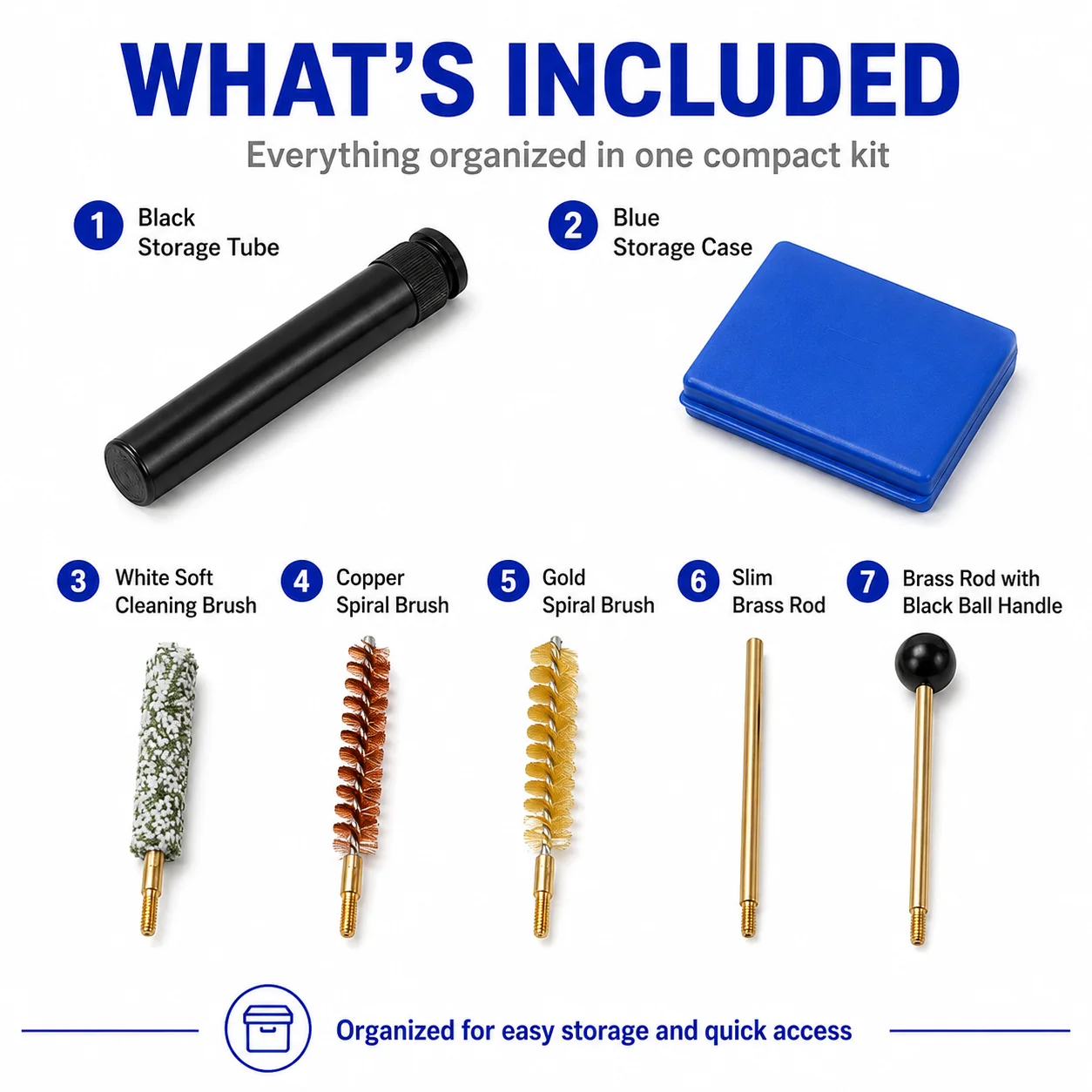 5 in 1 Barrel Cleaning Brush Kit with Storage Case Multi Material Bore Brushes Rod Handle for Hunting Maintenance Tools