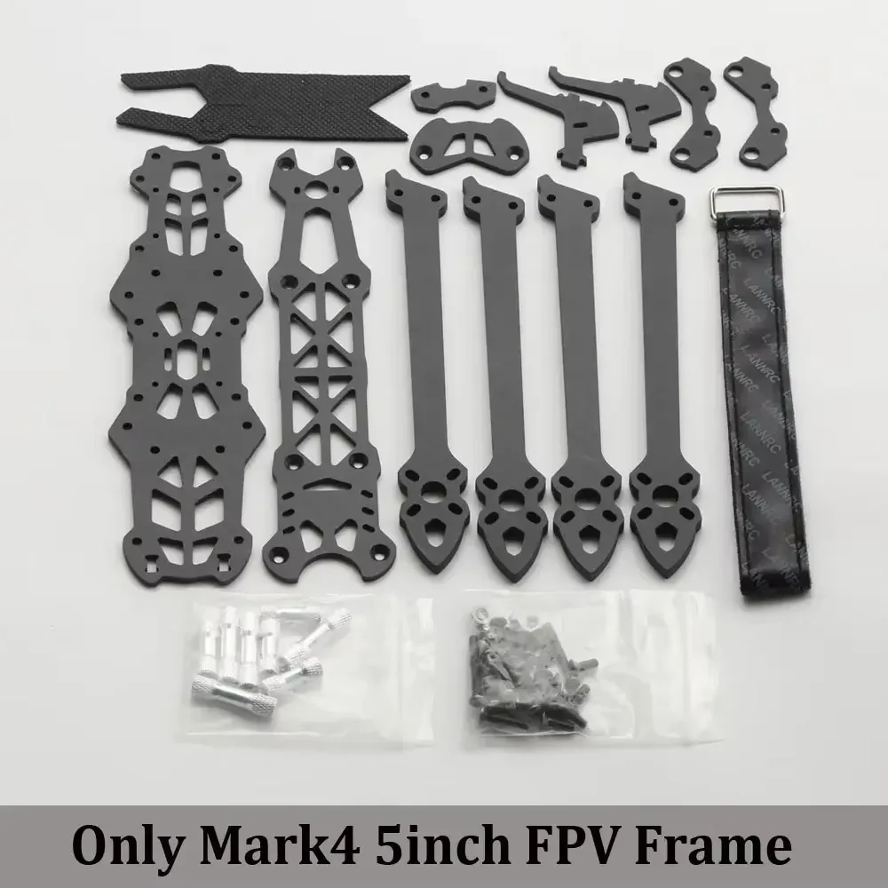 โครงเครื่องบินควอดคอปเตอร์ Mark4 ขนาด 5 นิ้ว ทำจากคาร์บอนไฟเบอร์ ระยะฐานล้อ 225 มม. แขน 5 มม. สำหรับการบินฟรีสไตล์ ระยะไกล สำหรับโดรนแข่ง RC
