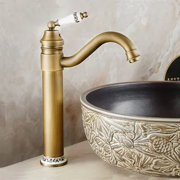 Antiker Wasserhahn Bad Waschbecken Mixer 360 Rotation Auslauf Deck montiert waschen heiße und kalte Wasserhähne zr121