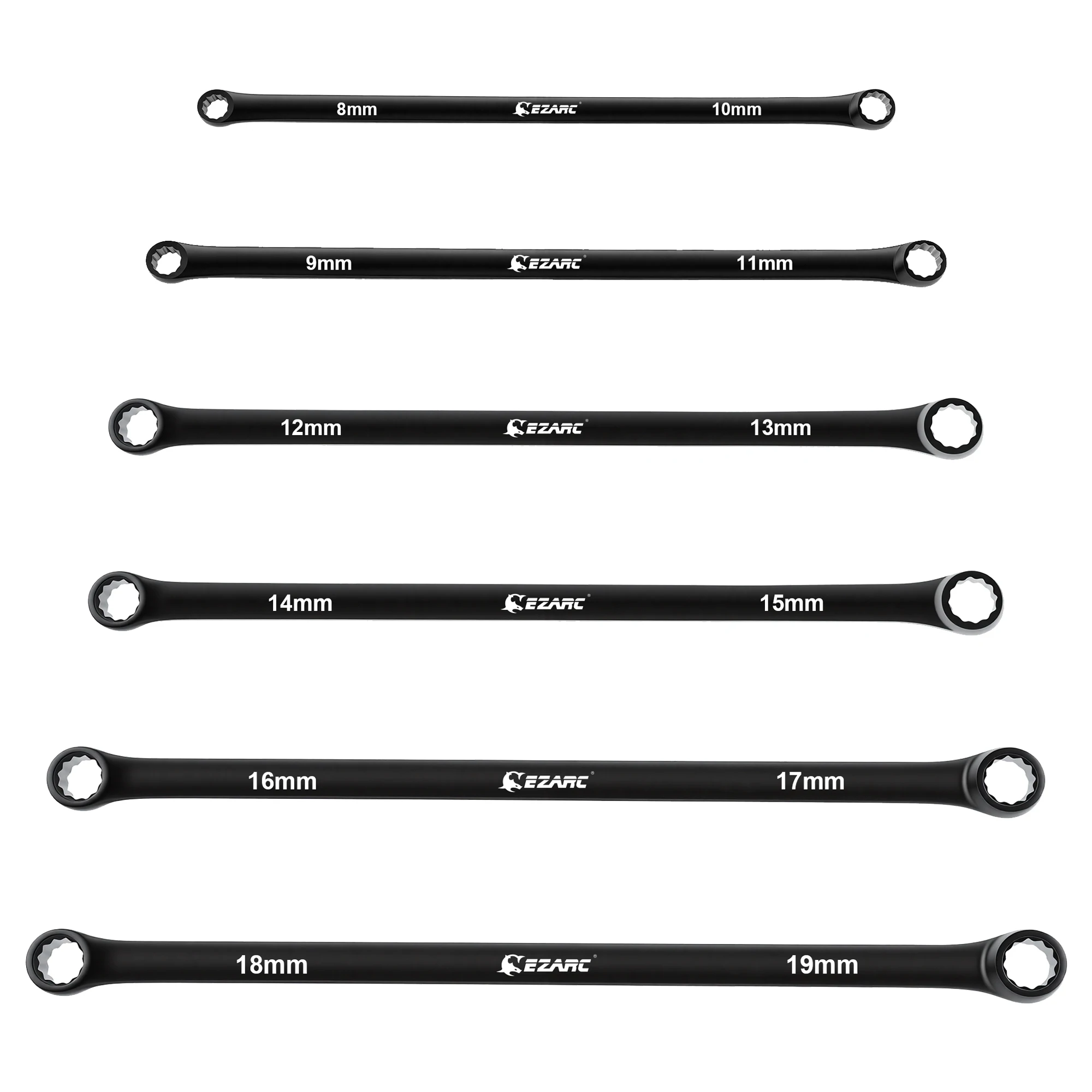 EZARC 6pcs Wrenches Set Extra Long Box End Wrench 8mm-19mm Combination Aviation Spanner CRV for Bicycle Automobile Maintenance