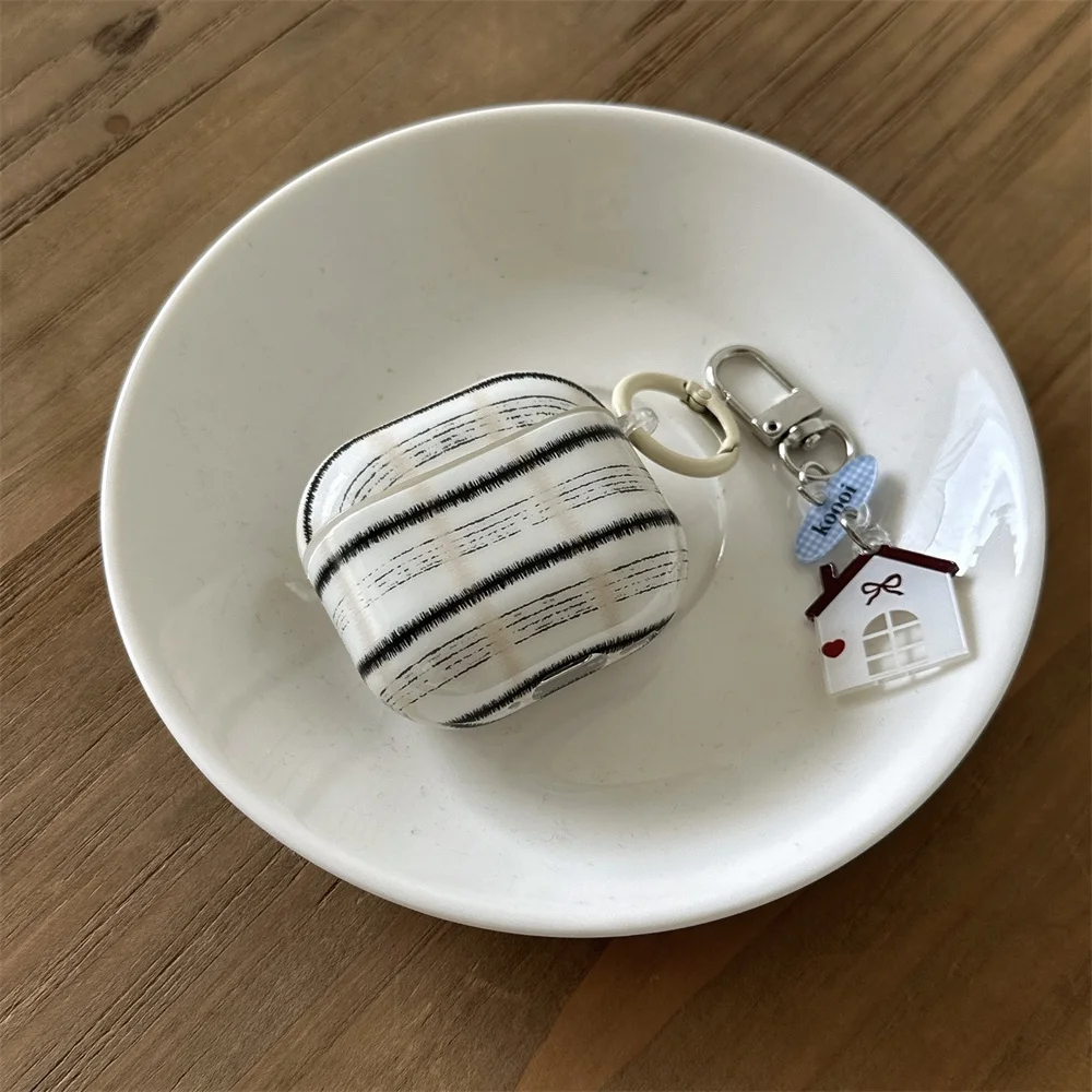 

Autumn Winter wool line headphone case cover for Airpods Pro 3 Pro 2 Airpods 4 3 2 cover with charm cute earphone case Fundas