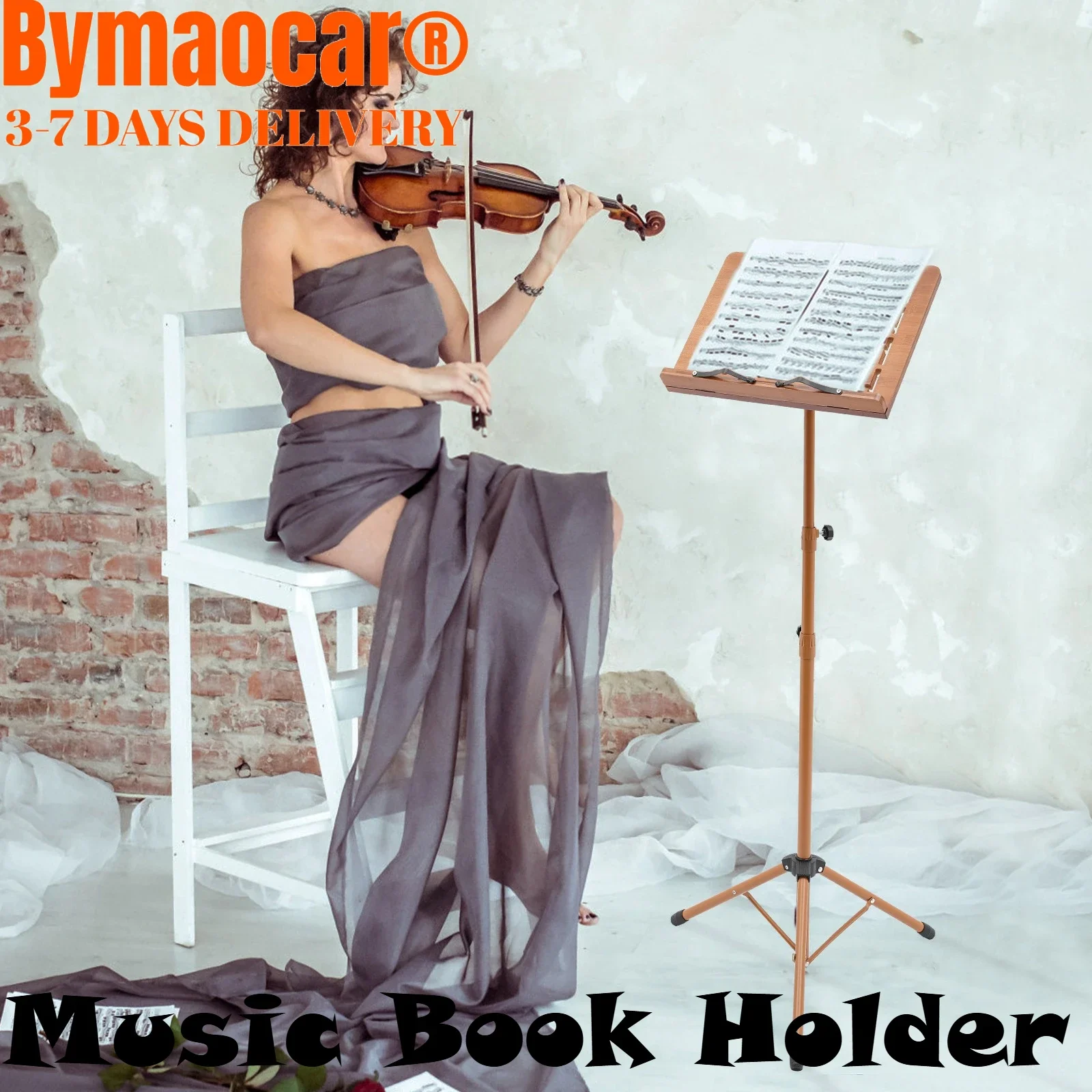 

Sheet Music Stand & Desktop Rotatable Music Book Holder, Wooden Portable Table Height Adjustable with Support Foldable Tripod