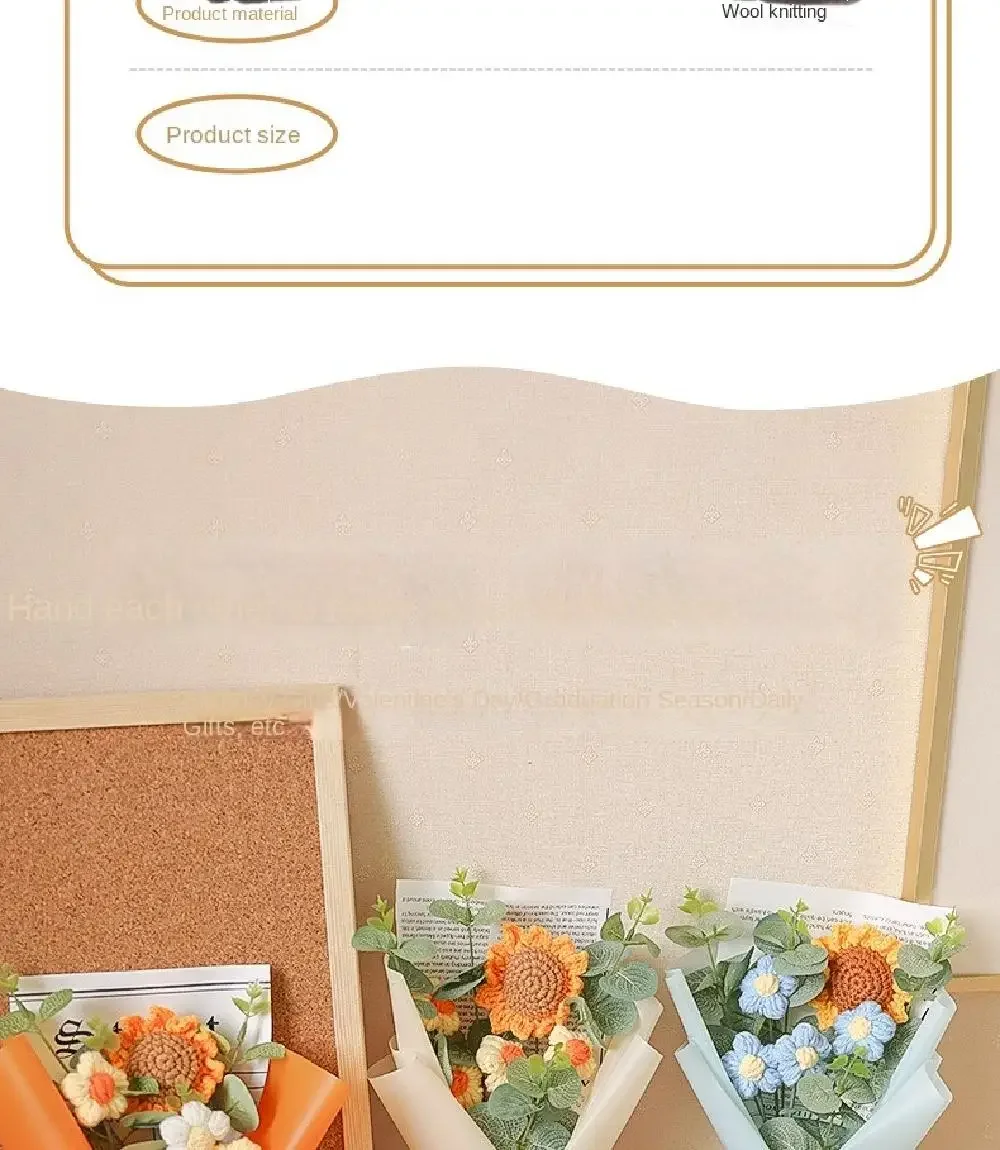 Künstlicher Blumenstrauß Gehäkelte Ewige Blumen Handgefertigter Abschlussstrauß Vatertag Geburtstagsgeschenk Jubiläumsgeschenk – Detail 6