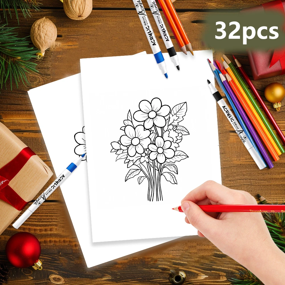 

32pcs, Plant Potting Doodle Colouring Cards, DIY Colouring Cards, Potted Plants, Bouquets, Family and Party Activities