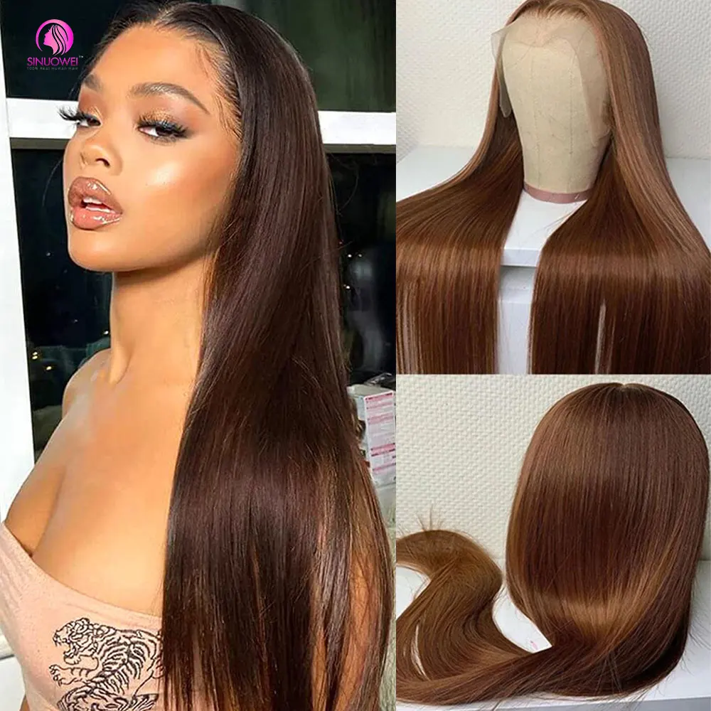 Chocolate Brown Lace Front Wigs Straight Wig Brown Colored Remy Hair Wigs 13x4 Lace Frontal Wig Colored Human Hair For Women