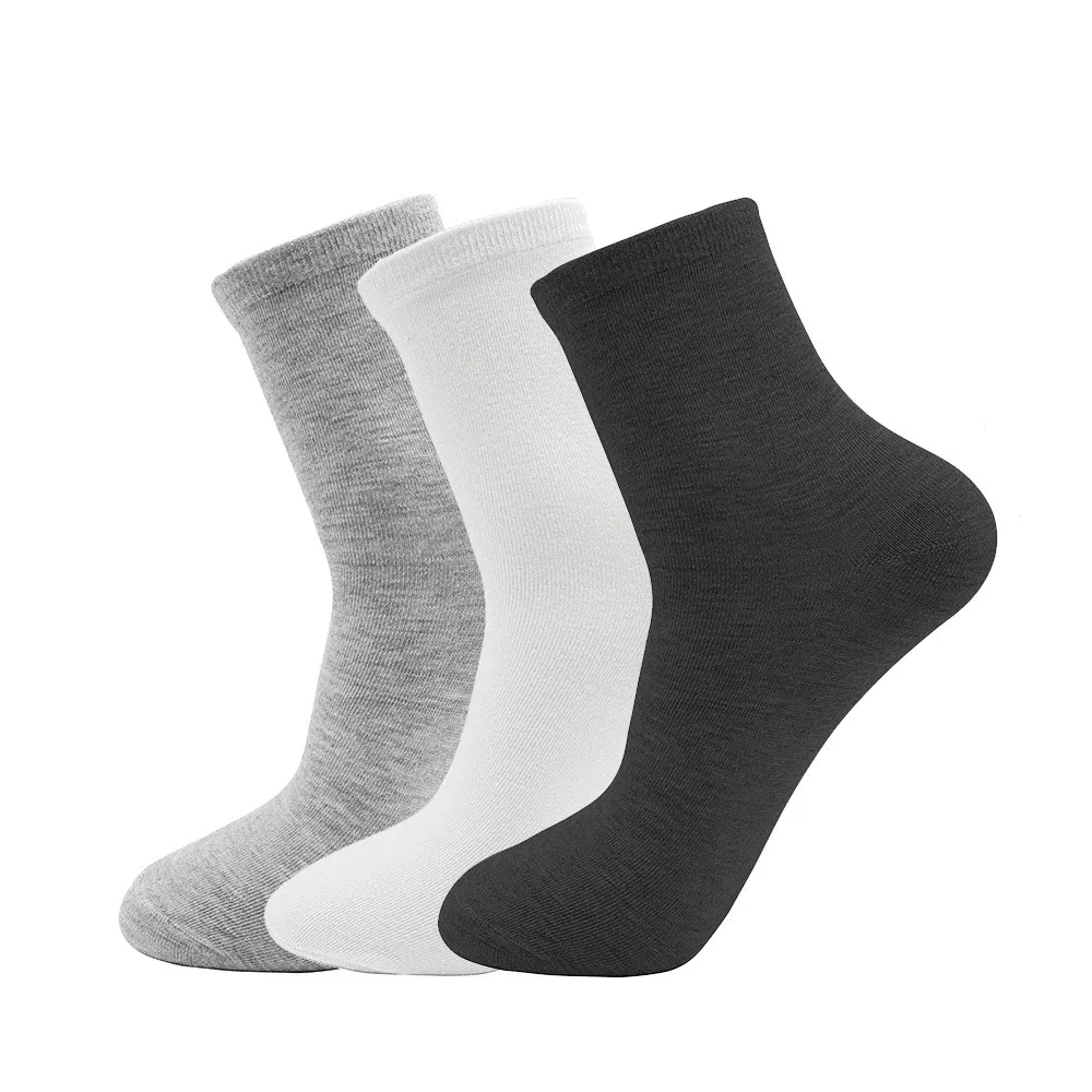 Chaussettes en coton pour hommes et femmes, 5 paires, couleur Pure, de haute qualité, souples, respirantes, antibactériennes, noires, pour les