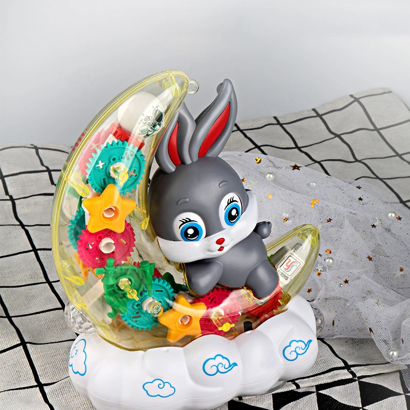 Jouet électronique en forme de lapin pour animaux de compagnie, équipement Transparent, lune, voiture, compagnon de jeu interactif pour enfants, jouets éducatifs pour bébé