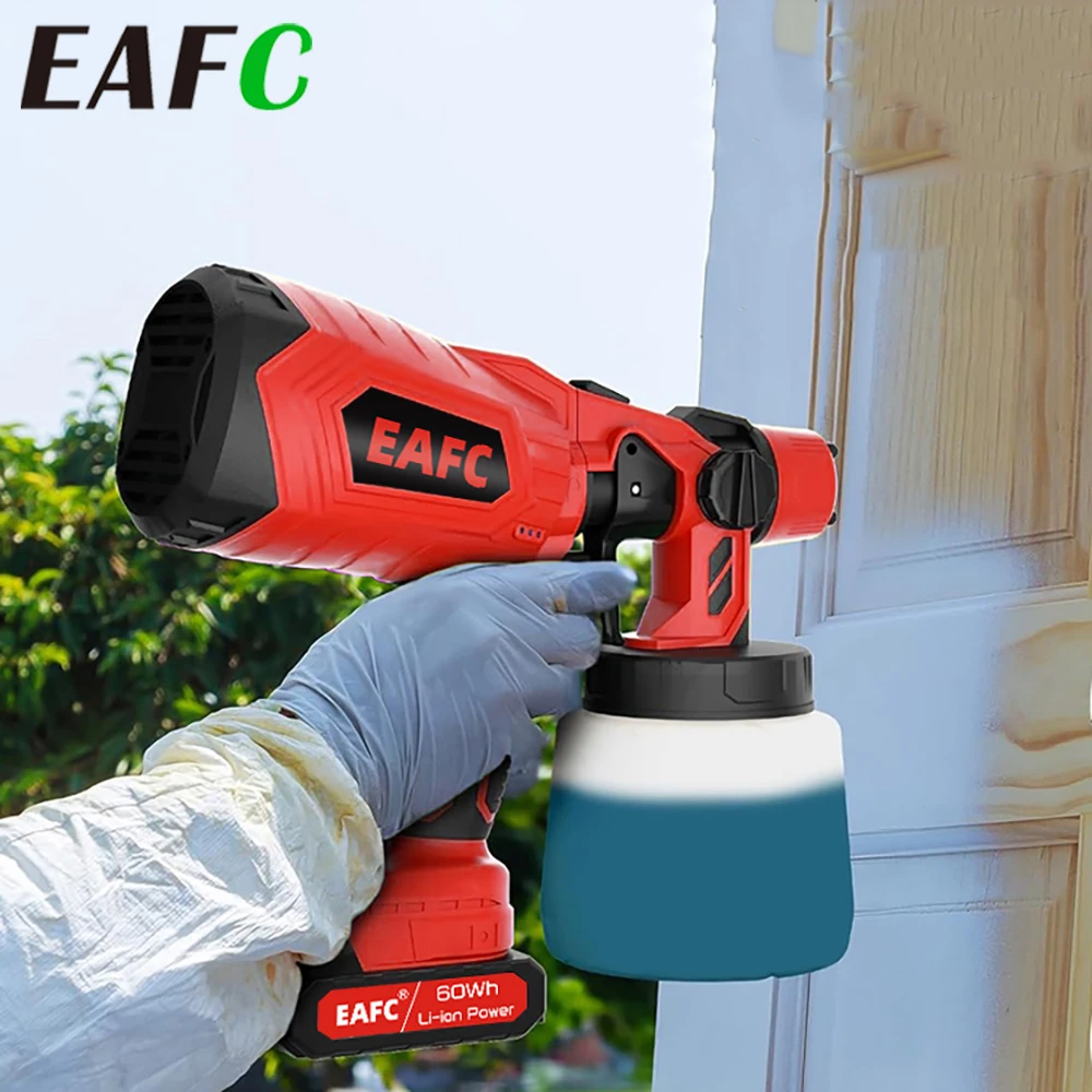 EAFC Pistola a spruzzo per vernice senza fili Spruzzatore di vernice elettrico per auto ad alta potenza 3 modalità di spruzzatura Facile spruzzatura Bottiglia spray da 1 litro