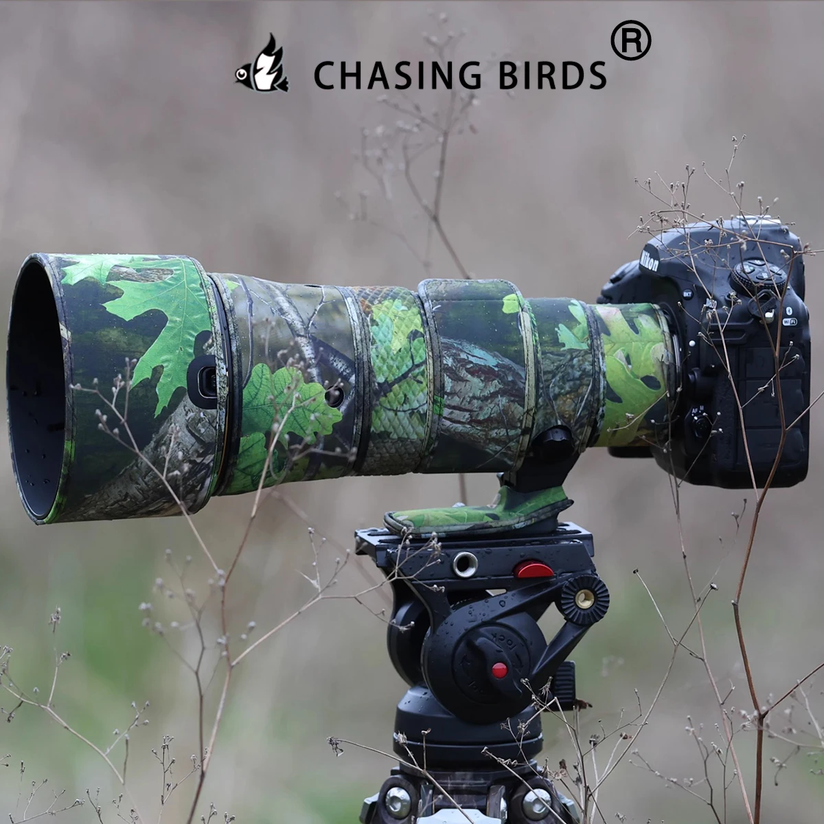 CHASING BIRDS kamuflażowa osłona obiektywu do NIKON AF-S 500mm F5.6 E PF wodoodporna i przeciwdeszczowa elastyczna osłona obiektywu 500