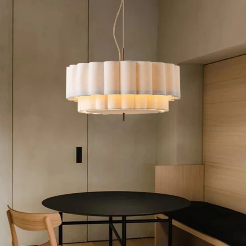 Wabi Sabi Hanglamp Stoffen Kroonluchter voor Woonkamer Eetkamer Slaapkamer Retro Bohemen Hanglamp geschulpte natuurlijke hanglamp - afbeelding 2