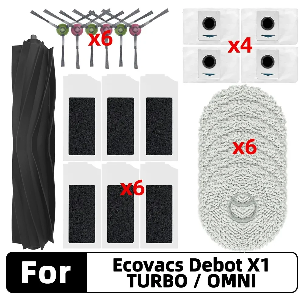 Fit For Ecovacs Debot X1 OMNI / T20 / T10 Rubber Brush Robot Vacuum Cleaner Spare Parts Side Brush Mop Dust Bag Consumables