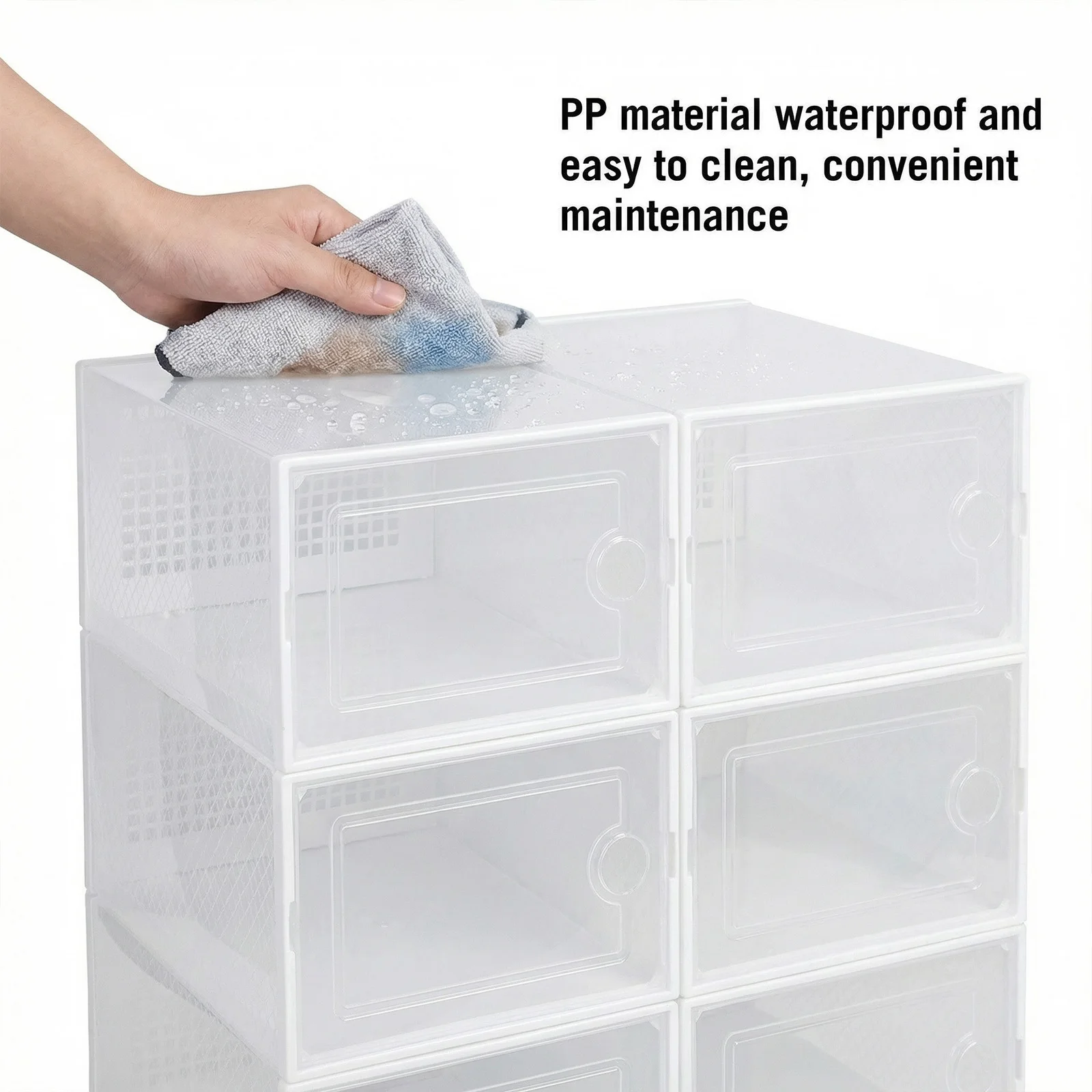 Boîte de rangement transparente pliable pour chaussures, 6/12 pièces, organisateur empilable pour boîtes mystères, sacs, chapeaux, chaussures
