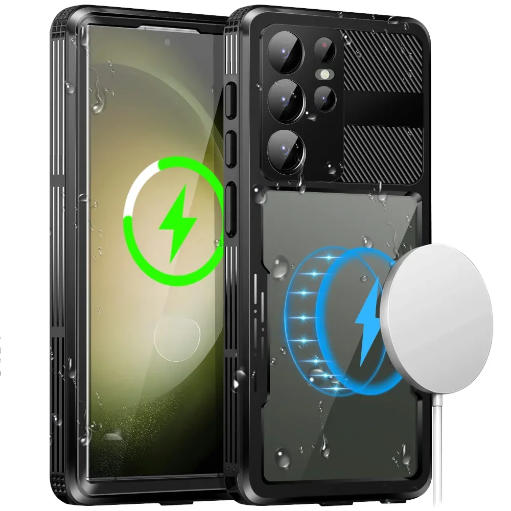 Wodoodporne etui do Samsunga Galaxy S23 Ultra kompatybilne z Magsafe Snow Dust Shock Proof 360 ° Podwodna osłona z certyfikatem IP68 — 2