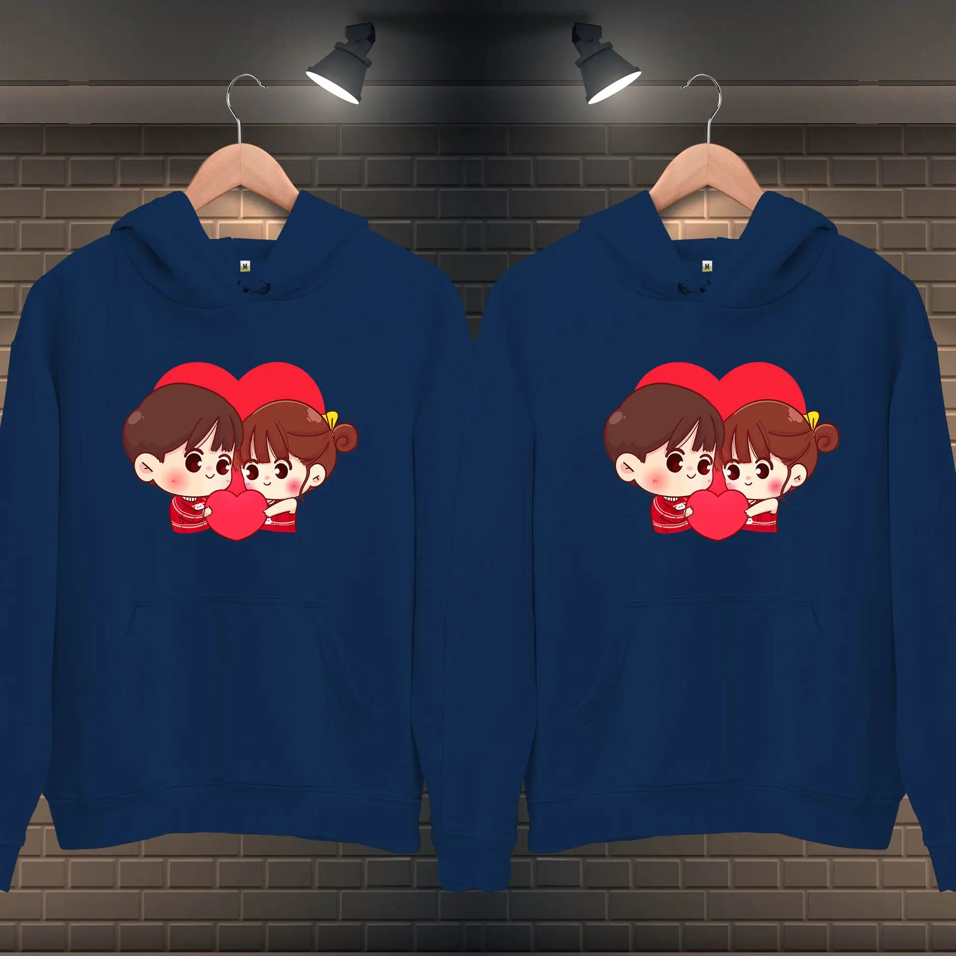 Unisex Couple Hoodies with Sweetheart Graphics - Adorable Matching Hoodie Set- Valentine's Day Gift