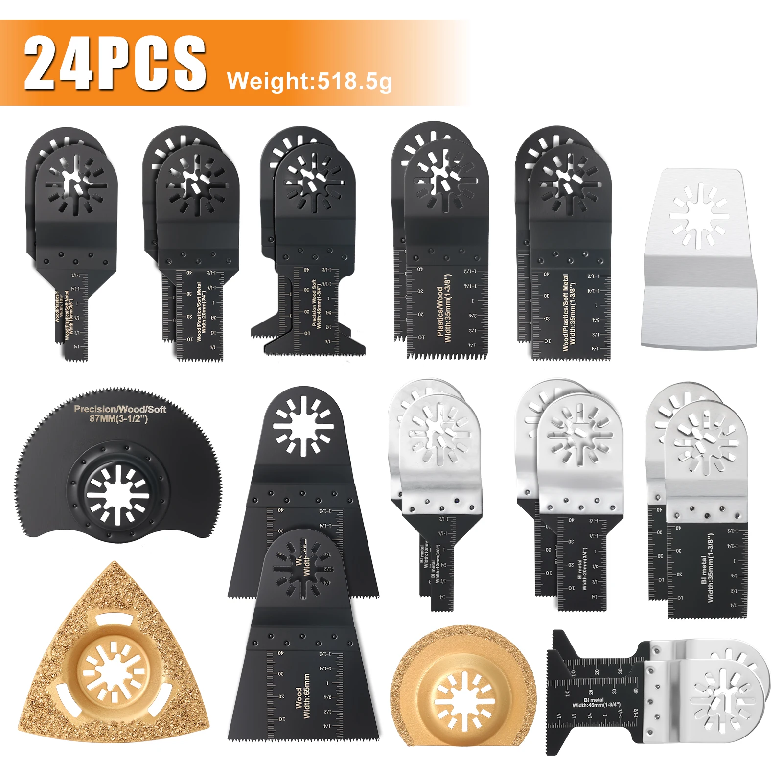 10-42 Stuks Oscillerende Zaagbladen Set Universele Multitoolbladen Met Gesloten Achterkant Voor Hout Kunststof Metaal Past Op De Meeste Oscillerende Gereedschappen