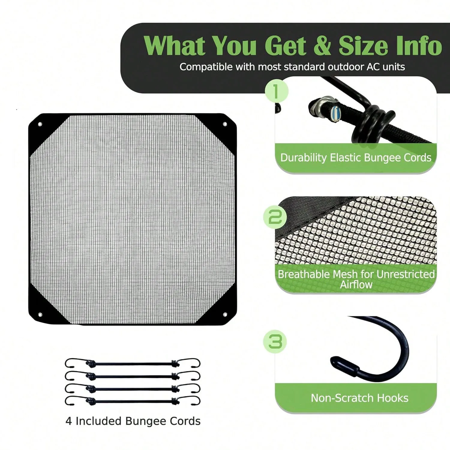 Mesh Air Conditioner Cover for Outdoor Units - Breathable Winter AC Defender Prevents Rust & Condensation - Heavy Duty Netting Stops Pine Needles, Debris & Leaves
