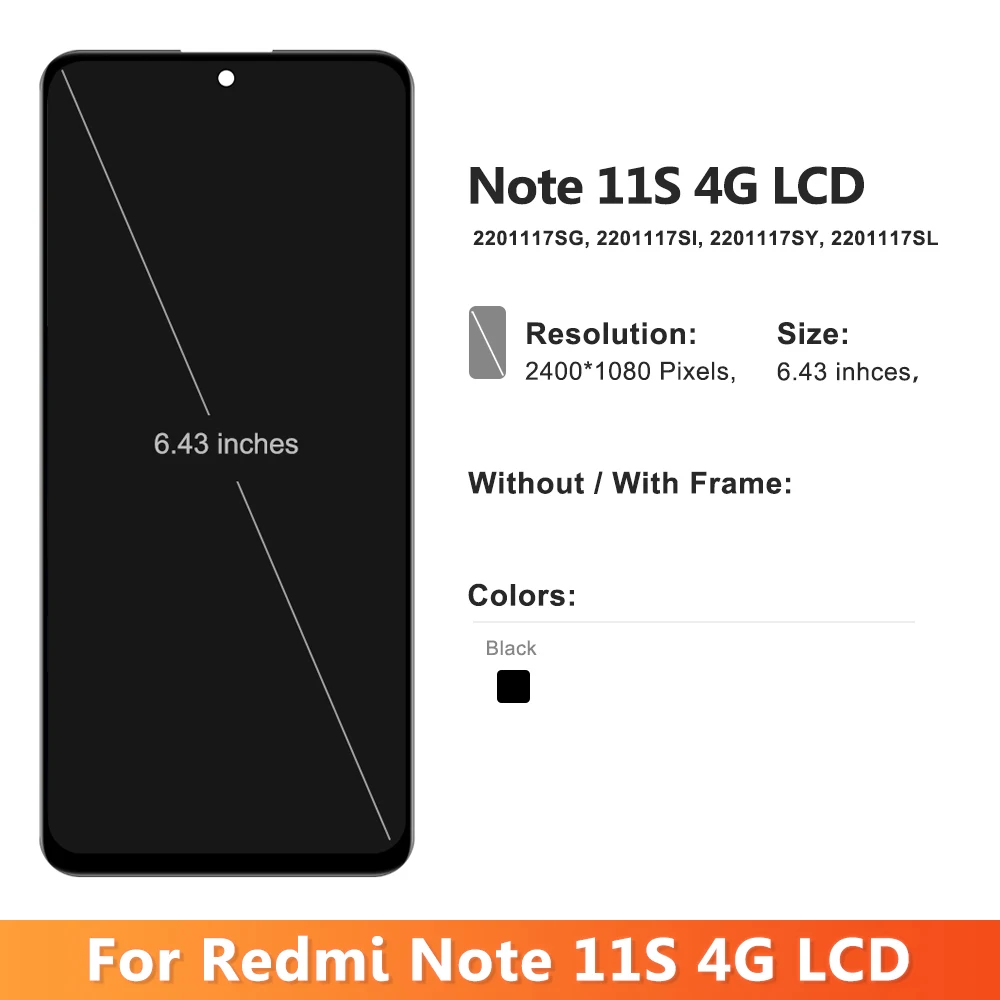 2201117SG 2201117SI Premium Lcd For Xiaomi Redmi Note 11S Display Touch Screen Digitizer Panel Assembly For Redmi Note 11s LCD