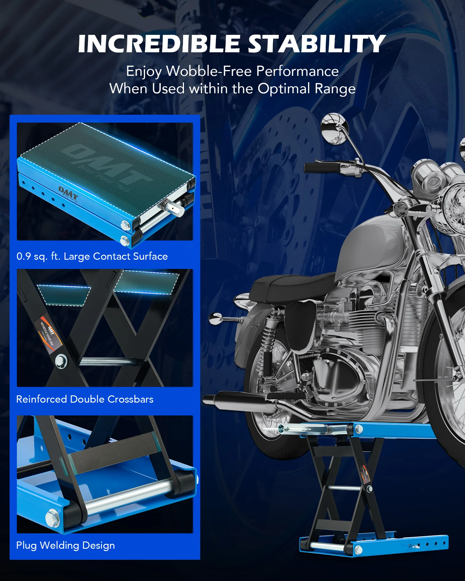OMT 1100lb دراجة نارية مقص جاك رفع سطح واسع T مقبض رافعة حامل ATV دراجة دراجة إصلاح حامل لصيانة الدراجات النارية
