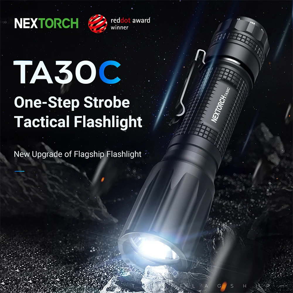 NEXTORCH High Power Rechargeable LED Flashlight, 1600 Lumens Ultra Bright Tactical Torch Light, 18650 Pocket Flashlight, TA30C