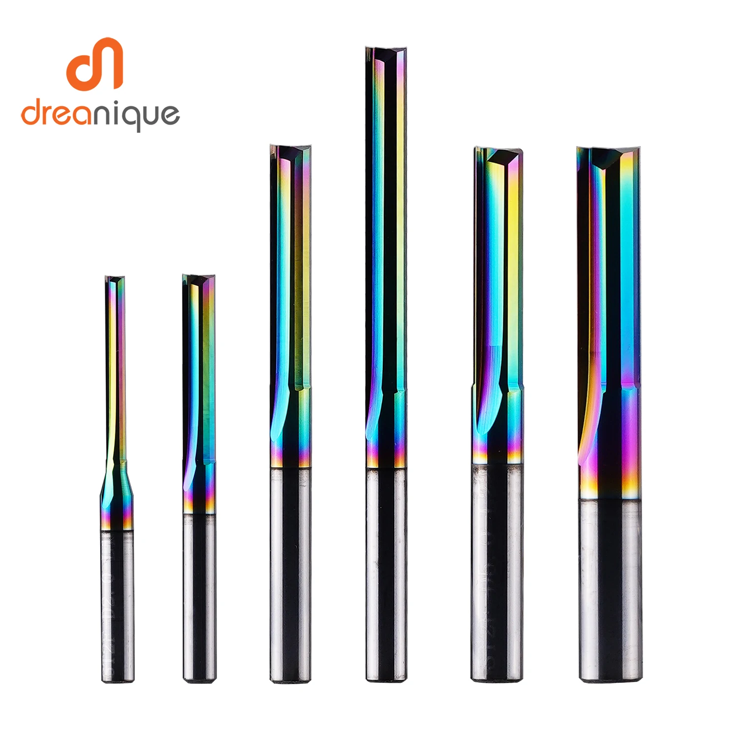 Dreanique Peça 3.175 mm Haste Dlc Revestimento Flautas Carboneto Flauta Reta Fresa Cnc Ferramenta de Fresagem Slot Fresa