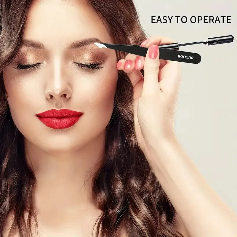 Eyelash Tweezers, Stainless Steel Material, Multi-Functional & Tight Grip, Sharp & Durable for Eyebrow Grooming