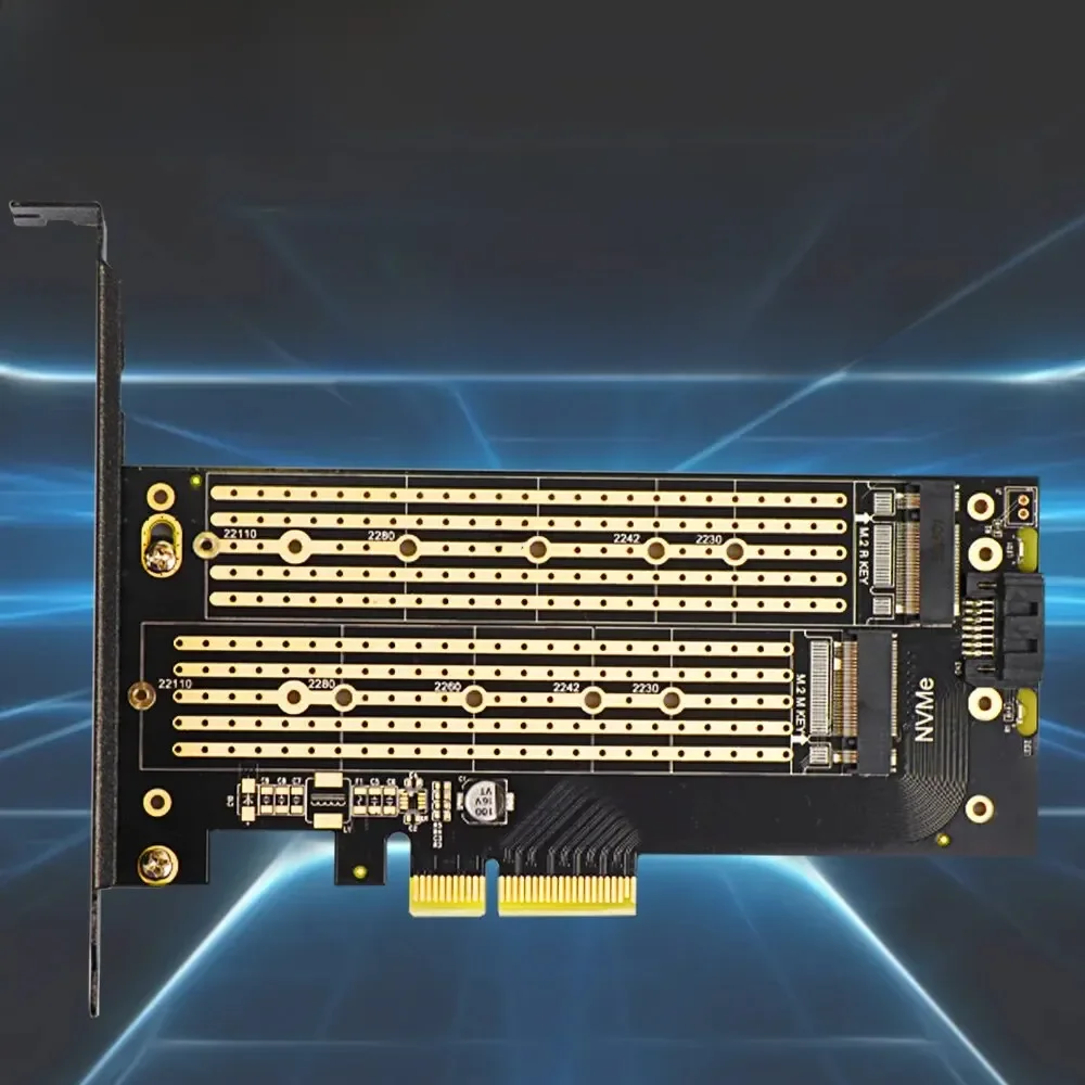 JEYI Dual M.2 PCIE 4.0 Adapter do NVMe / NGFF SSD, NVME (M Klucz) i SATA (B Klucz) SSD do PCIe X4 X8 X16 Slot do Desktop PC SK6 — zdjęcie 2