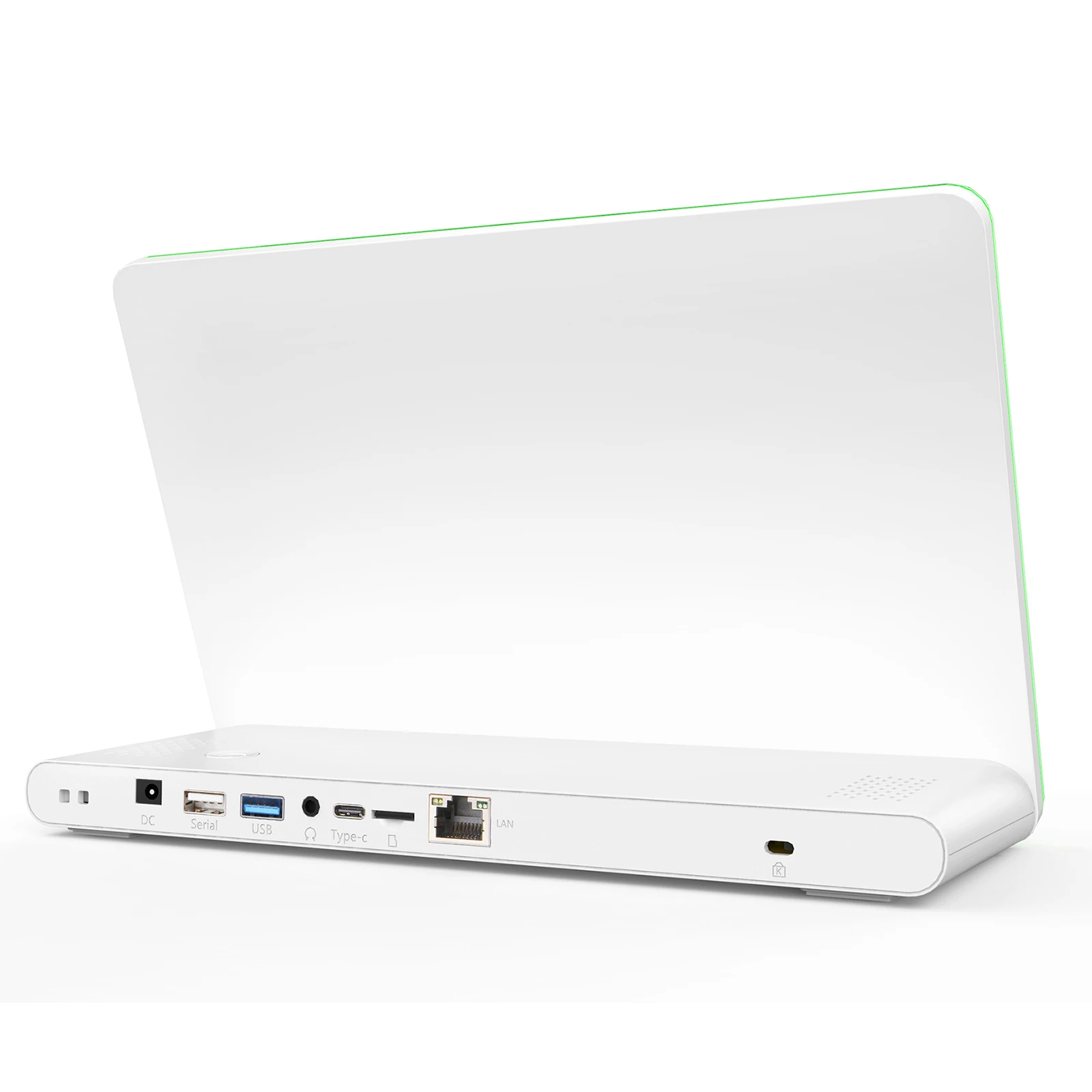 10" Android PoE desktop tablet equiped with Multi-color LED frame, Micphone, Camera, Speakers, BT, wifi, RJ45, Serial port, USB