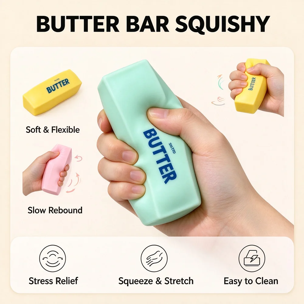 Fidget Sensory Crunch Ball Simulation Butter Bar Sound Control Vent Toy Creative Stress Relief Pinch Toy Anxiety Relief Sensory Fidget Toy Novelty Birthday Gift Choice Daily Surprise Goodies Party Favors for Kids Adults