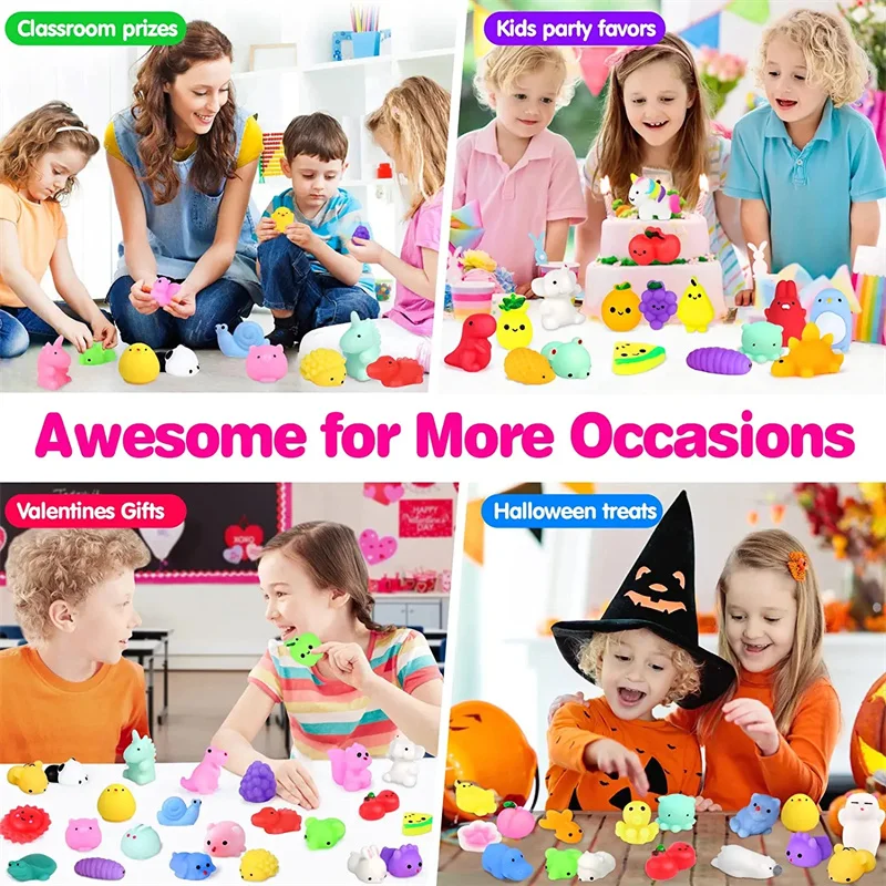 50-5PCS Kawaii Squishies Mochi Anima Squishy For Kids Antistress Ball Squeeze Party Favors Stress Relief Toys For Birthday Gifts