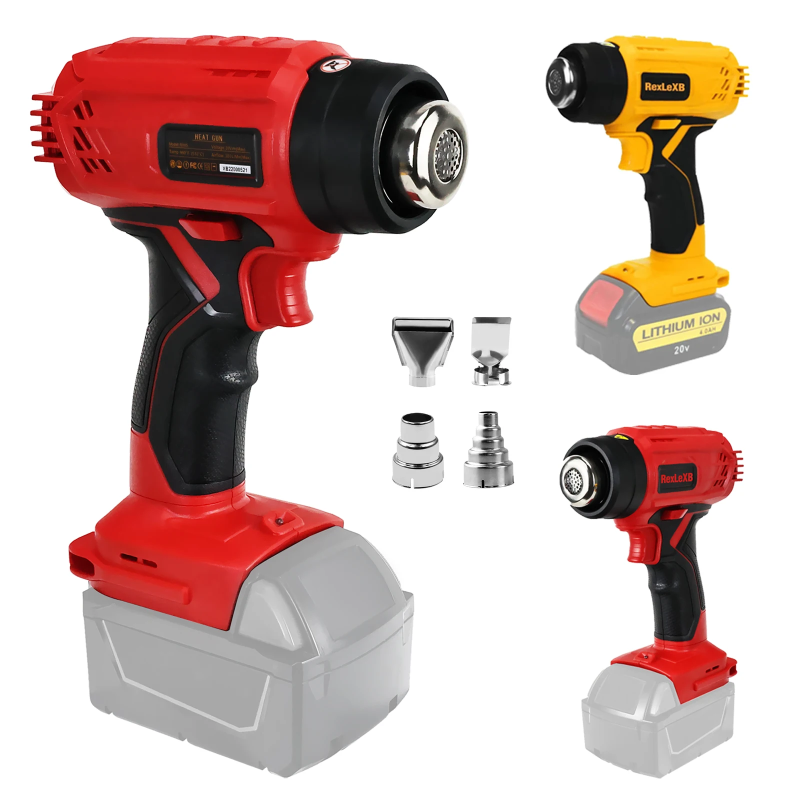 400W 500℃ Cordless Electric Heat Gun for Milwaukee/Dewalt Battery Heat Shrinkable Film Tube Electric Hot Air Gun (No Battery)