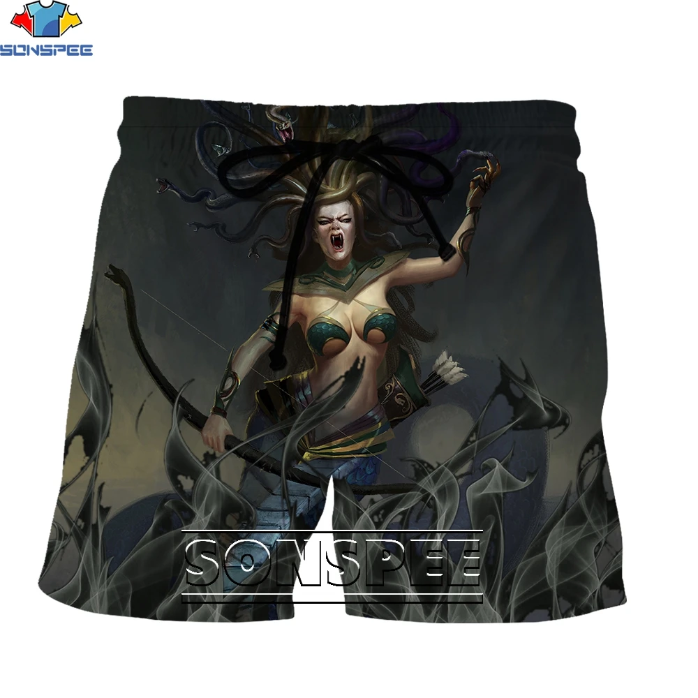 

SONSPEE Newest Cool Sexy Medusa Evil Goddess Anime 3D Printed Shorts Hip Hop Board Pants Abstract Fitness Fashion Sweatpants