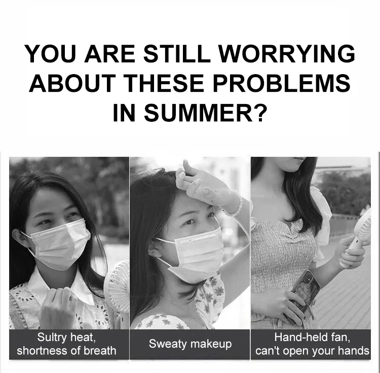 Portable Hanging Neck Fan 3000mAh Rechargeable USB Mini Fan Bladeless Outdoor Air Cooling Wearable Neckband Fan Personal Fans