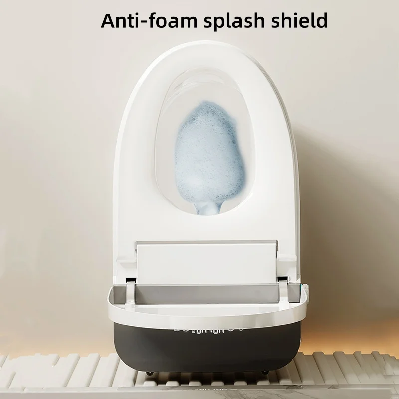 مرحاض ذكي سيراميك من النوع الأرضي متكامل منزلي أوتوماتيكي متعدد الوظائف لتدفئة المقعد المزدوج بدون حد ضغط الماء #4