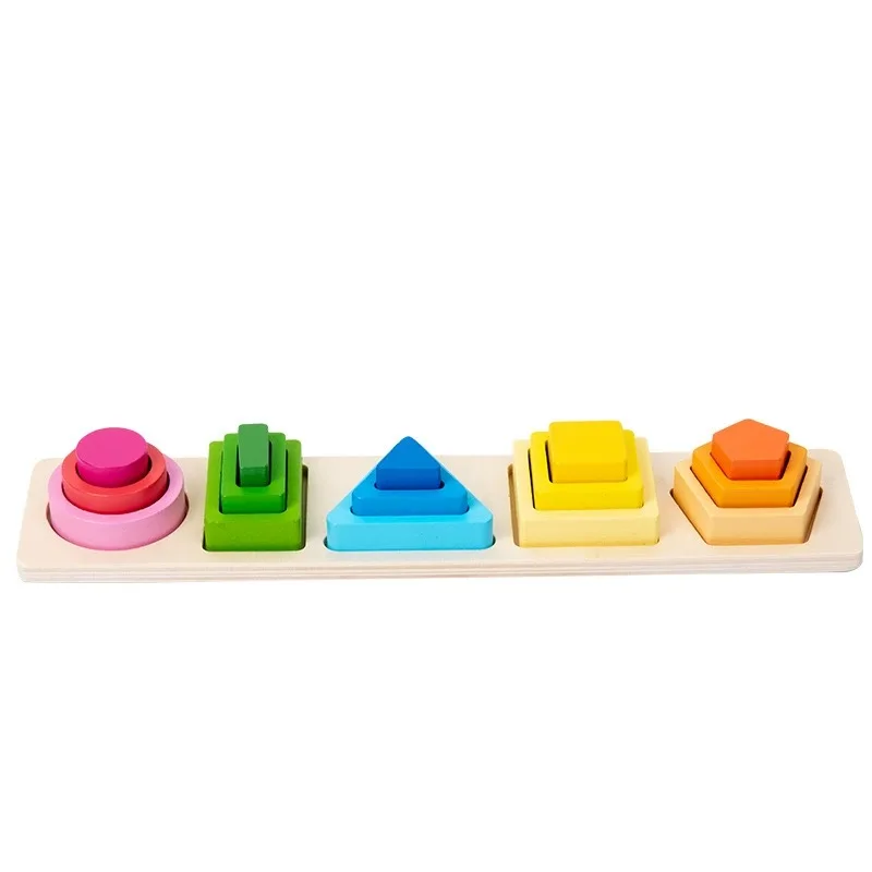 5 Sets Geometric Shape Sorting Stacking Toys, Early Learning Color & Shape Recognition Matching Toys