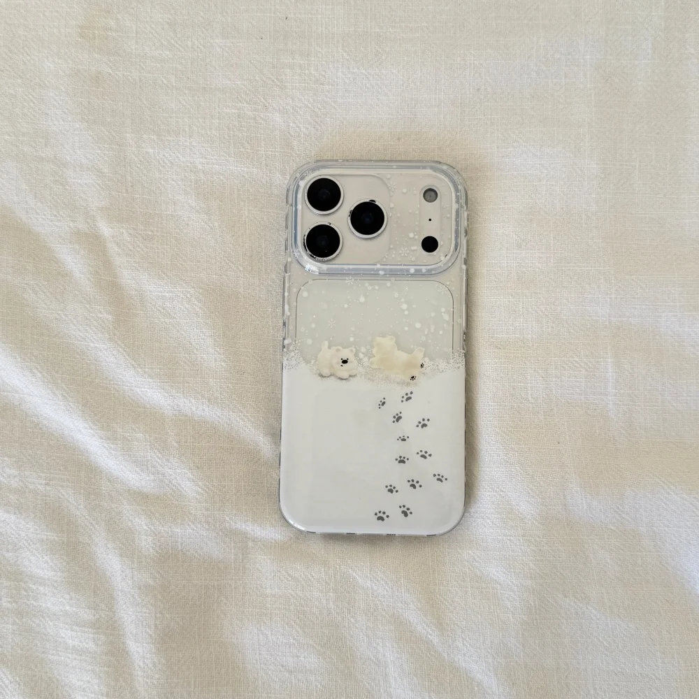 

Puppy phone case for playing in the snow, suitable for iPhone14/15/16/17 Pro Max, Korea INS new shockproof protective case