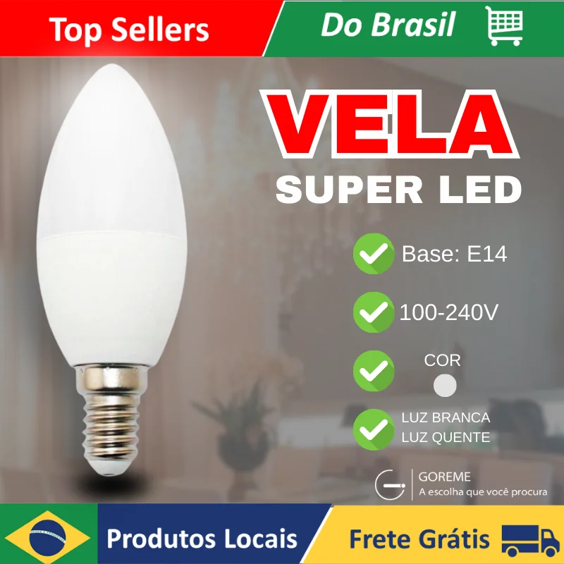 Vela Luminária Luz LED BLVF-4W~7W/Sa Branco Frio 6500K (Luz Branca) | Branco Quente 3000K (Luz Amarela)