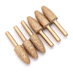 1Pcs 6*13mm Bullet Type Brazed Diamond Grinding Head 6mm Shank For Wood Stone Ceramics Metal Polishing