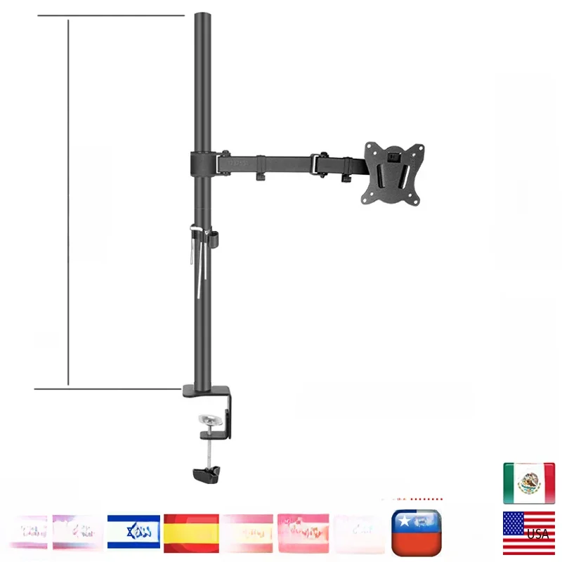 Stojak biurkowy T902-180, pełna regulacja, obrót 360 stopni, stalowy uchwyt na monitor 10'-27', mocowanie zaciskowe, ramię do monitora, udźwig 11kg, 1200mm 800mm — zdjęcie produktu 7